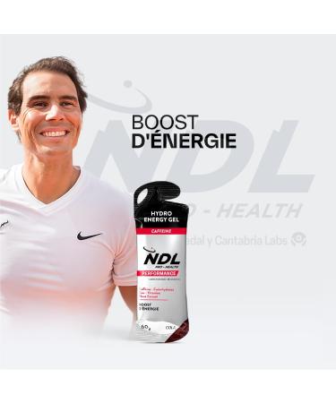 NDL Pro-Health Hydro Energy Gel - Sports energy gel with carbohydrates and mineral salts low sugar content immediate energy supply with caffeine cola flavor Pack of 12-720g by Rafa Nadal - Buy Online on GoSupps.com