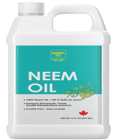 Neem Oil 16 fl oz (454ml) | Cold-Pressed for Maximum Potency | 100% Pure and Natural | Promotes Healthy Skin and Hair | Multipurpose Solution | By Amriel Co.