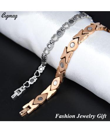 Cigmag 2PCS Lymphatic Drainage Magnetic Bracelets for Women - Ultra Strength Magnet Titanium Steel Set with Adjustable Tool and Gift Box for Mother's Day (Crystal & Love) - Buy Online on GoSupps.com