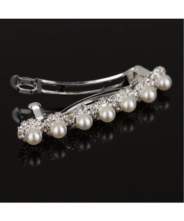 E EMZHOLE Luxury Rhinestone Pearl Diamond Hair Barrette for Women and Girls - Elegant Ponytail Clip Headdress - Buy Online on GoSupps.com