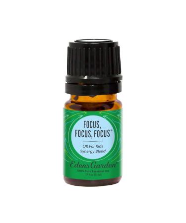 Edens Garden Focus, Focus, Focus "OK for Kids" Essential Oil Synergy Blend, 100% Pure Therapeutic Grade (Undiluted Natural/ Homeopathic Aromatherapy Scented Essential Oil Blends) 5 ml Focus, Focus, Focus 0.17 Fl Oz (Pack o