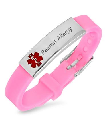 Custom Adjustable Silicon Medical Alert Food Allergy Awareness Bracelet for Women Men Kids Free Engraving Daily Life Emergency Saver for Son Daughter Parents