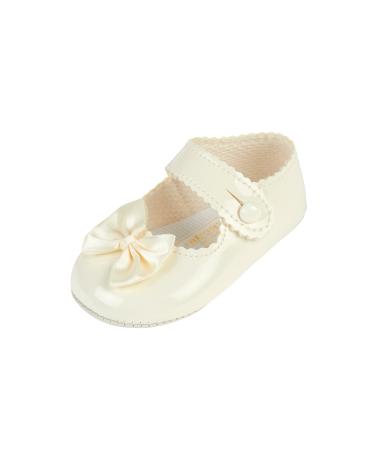 Early Days Baypods Baby Shoes for Girls Soft Soled Pre Walker Shoes Soft Faux Leather Baby Shoes Made in England 3 UK Child Ivory Patent