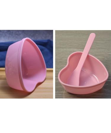 2 Sets Plastic Heart Shaped Facial Mask Mixing Bowl & Spatula - DIY Skin Care Kit for Women - Beauty Salon Essential - Pink & Green - Buy Online on GoSupps.com