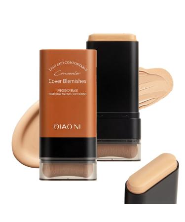 Hydrating Lightweight Foundation Stick with Brush Medium-to-Full Coverage Foundation Stick Makeup Buildable Foundation Stick Face Contour Stick Instantly Balance&Even Complexion (Natural 0) Natural 1 count (Pack of 1)