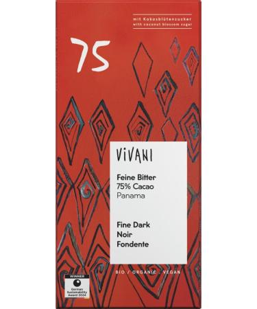  Vivani Fine Bitter 75 % Cacao Panama 6 x 80 g - Buy Online on GoSupps.com
