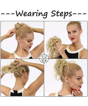 Blonde Messy Bun Scrunchie Hairpiece - Short Updo Hair Donut Extension 25g - Buy Online on GoSupps.com