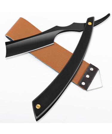 Straight Razor with Strope - Professional Straight Edge Barber Razor Premium Stainless Steel Shaver Razor with Leather Strop for Men Home & Salon Grooming Using (NO.148) TXD-148 - Buy Online on GoSupps.com