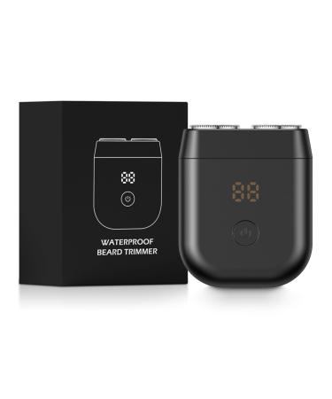 Electric Travel Razor for Men Mini Rotary Shaver Waterproof Pocket Size Beard Trimmer Cordless USB C Charging Close Shave Small Shaver Black
