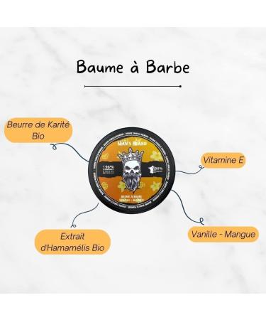 Man's Beard - Beard and Mustache Gift Set - Beard Balm 90 ml and Vanilla Mango Scented Beard Oil 30 ml Natural Ingredients 100% Made in France - Buy Online on GoSupps.com