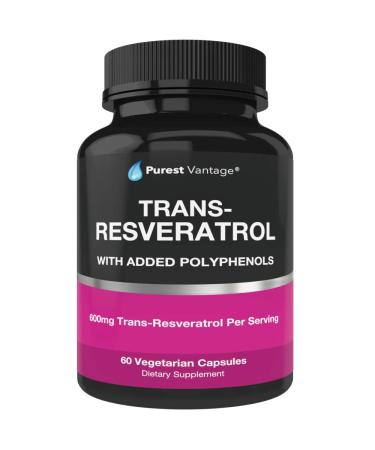 Resveratrol Supplement - Potent 1400mg Formula with Trans Resveratrol, Quercetin, Grape Seed, Green Tea, Acai and Red Wine Extract - 60 Veggie Capsules