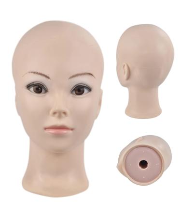 ERSIMAN Bald Training Head Cosmetic Manikin Doll Head for Wigs Making and Display with Free Clamp C02