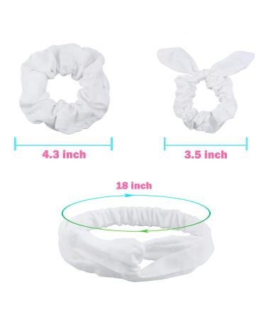Venust White Hair Tie Scrunchie - 20 Pcs DIY Cotton Loop Hair Accessories for Girls & Women | Perfect for Batik Tie Dye & Party Activities - Buy Online on GoSupps.com