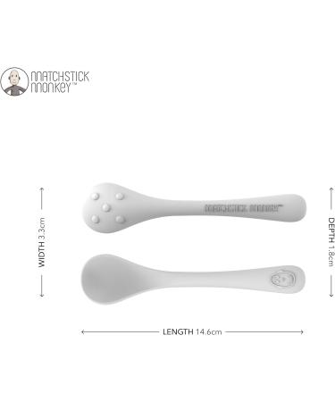 Matchstick Monkey 2 Feeding Spoons for Baby-Led Weaning | Antimicrobial Silicone | BPA Free | 12+ Months | Grey - Buy Online on GoSupps.com
