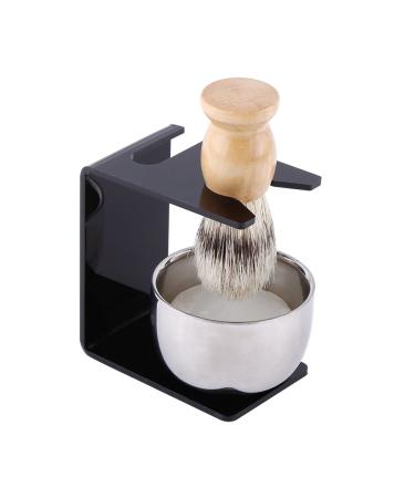 Classic shaving set for men new black razor tool holder nylon hair brush stainless steel bowl soap box double-sounded safety razor for men brown brush and bowl set