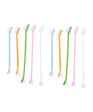 BESPORTBLE 10pcs Dual-head Teeth Brush Handheld Tooth for Portable Oral Dog Nylon Cleaning Pets 1 count (Pack of 1) Assorted Color