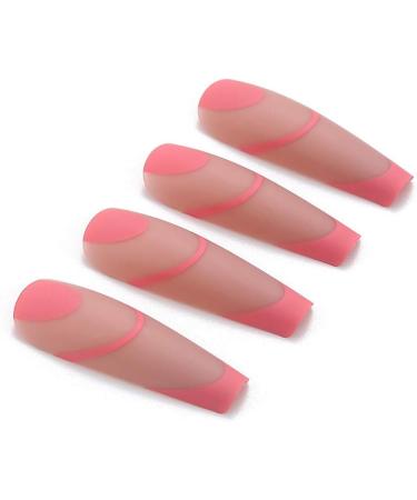 Coffin False Nails Press on Nails French Long Fake Nails Ballerina Acrylic Stick on Nails 24pcs for Women and Girls (Color : Pink Size : P) - Buy Online on GoSupps.com