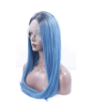 Natural Silky Long Straight Lace Front Wig - 2 Tone Gradient Synthetic Hair for Cosplay & Daily Wear - 18 inch Heat Resistant Hairpiece - Buy Online on GoSupps.com