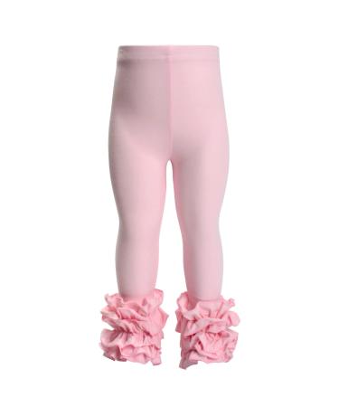HOOLCHEAN Baby Toddler and Little Girls Cotton Ruffle Leggings 5-6 Years Slim Pink