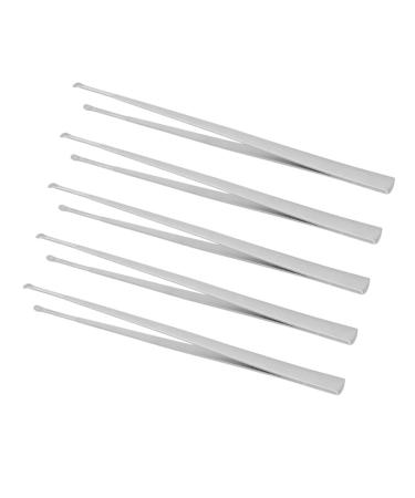Forceps 5pcs Tool Adults Earpicks Earwax Steel Curette Spoon Portable Wax Cleaner Earpick Tweezers Health Cleaning Spiral Pick Picking Remover Care Stainless for Twizzers Silver 15.8*1cm