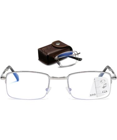 Koosufa Foldable Varifocal Glasses - Progressive Multifocus Anti-Blue Light Reading Glasses for Men with Metal Half Frame - Buy Online on GoSupps.com