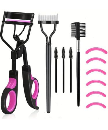 Eyelash Curlers Eyebrow Brush Kit Comes with Eyelash Comb Seperator 1 Piece Angled Eyebrow Brushes/Comb 3 Mascara Brushes 6 Silicone Refills Pads for Lash & Brow for Women Lash Curler