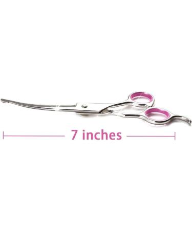7 Inch Curved Dog Grooming Scissors | Stainless Steel Professional Shears for Pets with Safety Round Tips - Buy Online on GoSupps.com