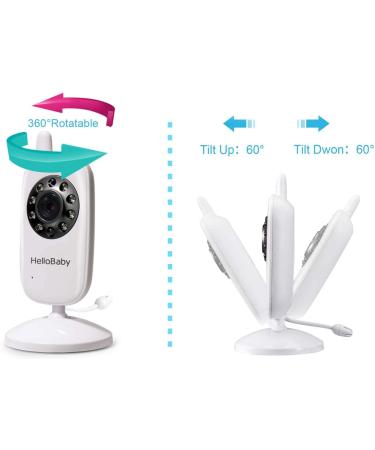 Video Baby Monitor with Camera and Audio - 3.2Inch LCD, Night Vision, Two-Way Audio, Room Temperature Monitoring, Lullaby, White - HB32 - Buy Online on GoSupps.com