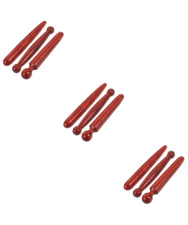 Minkissy 9 piece of acupressure stick manual massage bars massage wood tools acupuncture point tab practical wooden massage device.