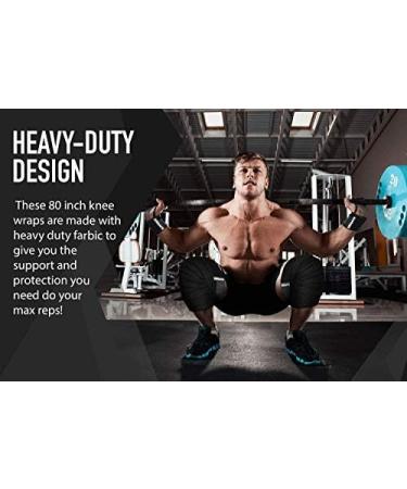 RIMSports Knee Wraps for Weightlifting & Squats - Ideal Elastic Support for Men and Women - 80 inches Black - Buy Online on GoSupps.com