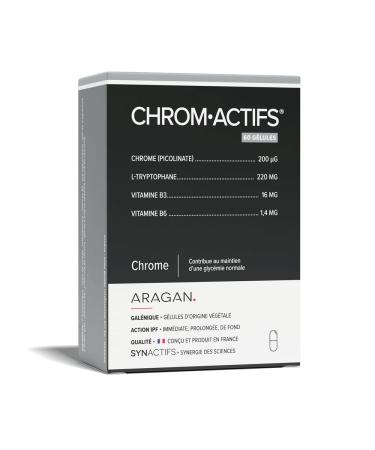 ARAGAN - Synactives - Chromactive - METABOLISM Food Supplement - Tryptophan, Vitamins B3 and B6, Chromium Picolinate - 60 capsules - 60 days taken - Made in France