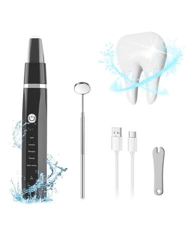 Wizcom Teeth Cleaning kit with 5 Modes Waterproof Tartar Tooth Coffee Stains Smoked Teeth Dental Plaque Calculus Remover Dental Cleaning (Black)