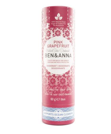 Ben&Anna Natural Soda Deodorant - 100% Aluminium Free Deodorant Cruelty Free Vegan NATRUE-certified with Organic Shea Butter and Bicarbonate Of Soda Made in Germany - Pink Grapefruit - 60g