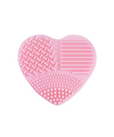 POPETPOP Brush Washing Mat Makeup Brush Cleaner Mat Brush Cleaning Pad Makeup Brush Cleaning Tool Love Scrub 8X8.5cm Pink