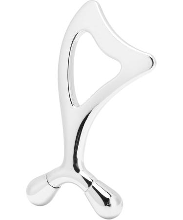 Portable Silver Face Massage Device - Gua Sha Spoon Tail Comfortable Manual Metal Massager for Relaxation & Skincare - Buy Online on GoSupps.com