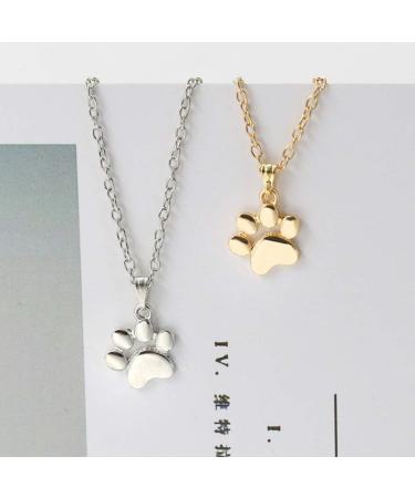 Ushob Paw Print Pendant Necklace - Dog & Cat Paw Prints Jewelry - Perfect Gift for Women & Girls (Golden) - Buy Online on GoSupps.com