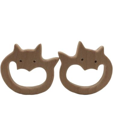 Wendysun 5pcs Cartoon Wood Teether Set - Natural Animal Bat Shape Baby Teething Beech Teether DIY Toy - Buy Online on GoSupps.com