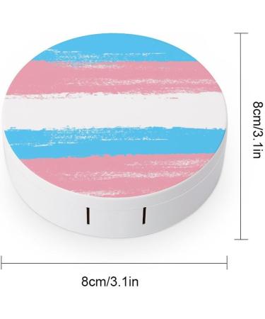 Transgender Flag Contact Lens Case - Portable Round Travel Kit with Mirror for Daily Use - Buy Online on GoSupps.com