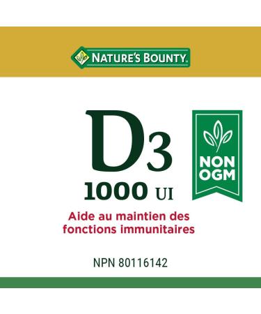 Nature's Bounty Vegetarian Non-GMO Vitamin D3 Vitamin D 1000 IU Supplement Helps to Maintain Immune Function 400 Tablets - Buy Online on GoSupps.com