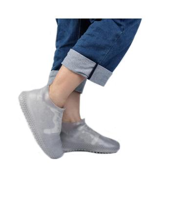 Flyusa FZBNSRKO Waterproof Rain Shoe Covers,Reusable Silicone Shoe Covers Foldable Non Slip Cycling Outdoor Shoe Covers for Men Women Kids Grey Large