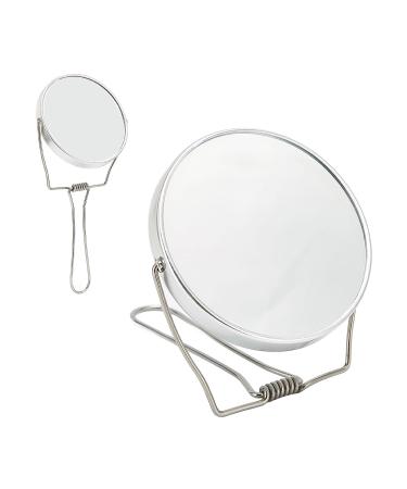 Mini 360 Aluminum Frame Silver Vanity Mirror with Stand - Ideal for Office, Dormitory, Women and Men - Buy Online on GoSupps.com