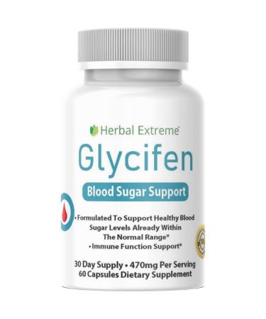 Herbal Extreme Glycifen 60 Capsules 470mg Magnesium Zinc Chromium Manganese Banaba Leaf Extract Guggul Resin Licorice Root Extract Cinnamon Powder Gymnema Sylvestre Extract and More