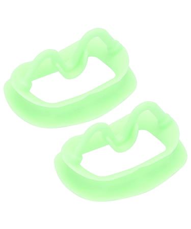 2 pieces of silicone mouth opener reusable portable tooth cheek holder intraoral lip holder for tooth whitening oral inspection (green)