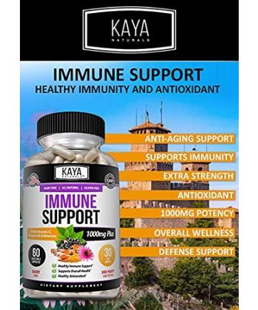 Kaya Naturals Elderberry Immune Support Capsules - 60 Count | Zinc, Vitamin C, Probiotics & Turmeric for Adults | Sambucus Elderberry Vitamins for Immune System Booster - Buy Online on GoSupps.com