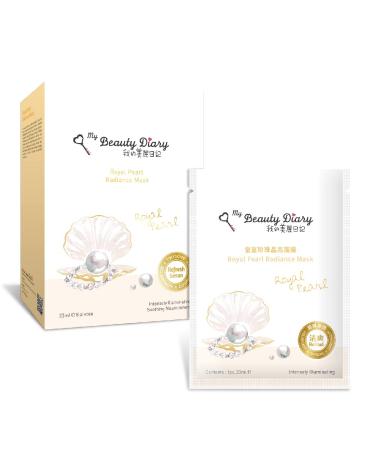 My Beauty Diary-Royal Pearl Radiance Facial Mask Hydrating and Brightening Collagen Essence Face Sheet Mask for Normal and Dull Skin Condition(8 Combo Pack)