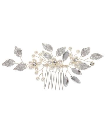 Ipetboom Bridal Hair Accessories Wedding Hair Accessories Crystal Wedding Hair Accessory Bride Headpieces for Wedding Rhinestone Barrettes Pearl Zinc Alloy Bridesmaid Hair Comb
