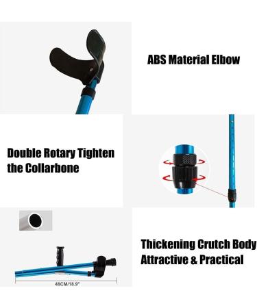 Forearm Crutches Adjustable Adjustable Crutch Aluminum Cane Height Adjustable Forearm Elbow Underarm Crutch Telescopic Blue Folding Walking Stick Lightweight Arm Crutch Journey - Buy Online on GoSupps.com