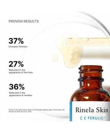 Rinela Skin Brilliant C E Ferulic Serum Advanced Antioxidant Face Treatment with 15% L Ascorbic Acid 1% Alpha Tocopherol 30ml/1.01 fl oz - Buy Online on GoSupps.com