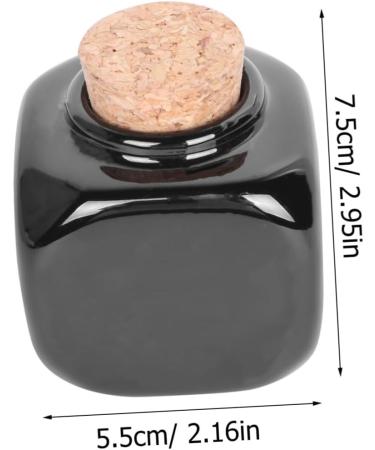 Wooden Cork Bottle Ceramic Bottle Makeup Containers Porcelain Dappen Dish Liquid Powder Container Ceramics Bottle Gratitude Jar Cerace Ceramic Mug Medicine Cup Manicure Bamboo 7.50X5.50X5.50CM Black - Buy Online on GoSupps.com