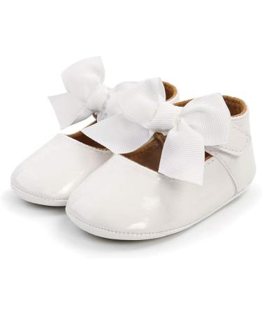 Infant Baby Girls Bowknot Mary Jane Soft Anti-Slip Princess Flats - White - Buy Online on GoSupps.com